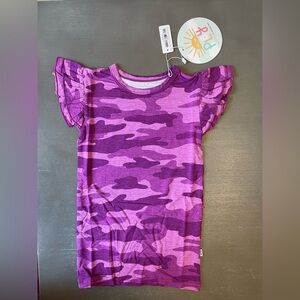 Little Sleepies Berry Camo Short Sleeve Flutter Tee
